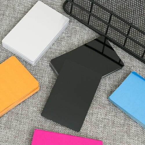 50Pcs/Set Portable Pure Color Blank Metal Business Card Laser Marking Special Logo Printing Customizable Art Craft Office Supply