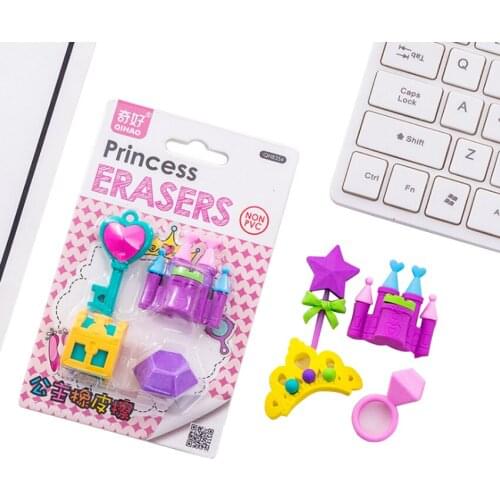 8pack/lot Cute Eraser Princess Castle Series Princess Eraser Set Stationery School Party Supplies Gift