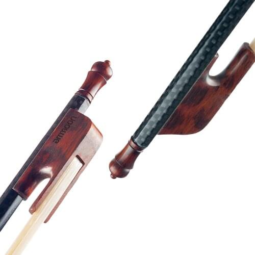 Ammoon 4/4 Violin Fiddle Bow Baroque Style Carbon Fiber Veneer Round Stick Ebony White Horsehair Well Balanced Durable Bow