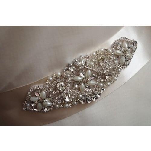 1 Pieces Rhinestone Sash Applique, Delicate Bridal Headpiece