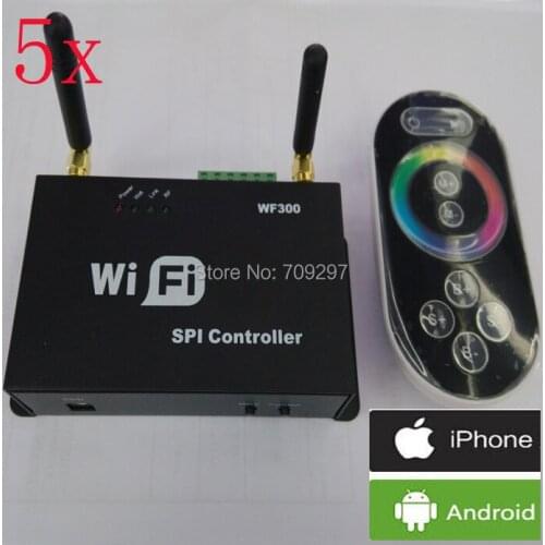 FREE DHL/FEDEX 5 sets/lot ISO Apple/Android system WF300 WiFi Controller for WS2811 WS2812 WS2801 6803 1812 1809 1903 LED Strip