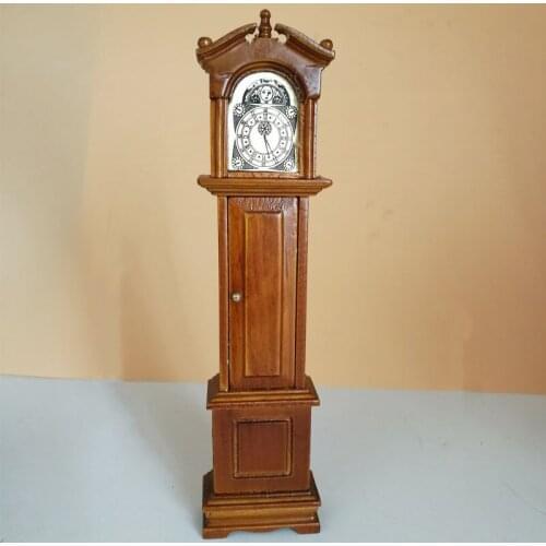 1/12 Furniture Toys For Dolls Dollhouse Wooden Miniature Ancient Clock Pretend Play Toy Tor Girls Gifts