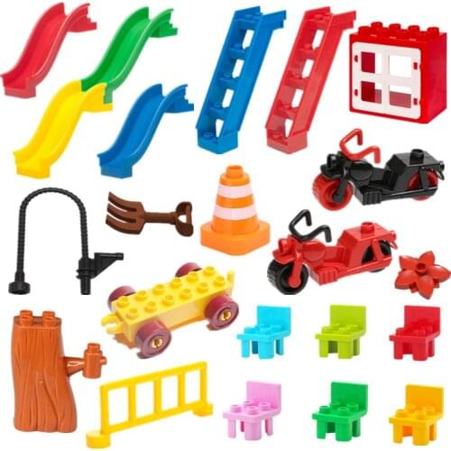 Building Blocks Parts Doll Figure Window Leaf Coach Cart Slide Ladder Tree Motorbike Baby Toys Compatible
