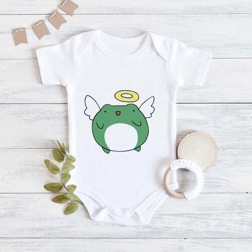 Cute Frog Angel Baby Clothes Summer Boys Girls Bodysuits Loose Soft Newborn Romper Top Bradns Harajuku Infant Toddler Onesie