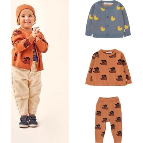 TC Brand Baby Kids Sweaters 2021 Autumn Winter Cartoon Dog Duck Printed Toddler Boy Girl Knit Cardigan Unisex Childrens Clothes