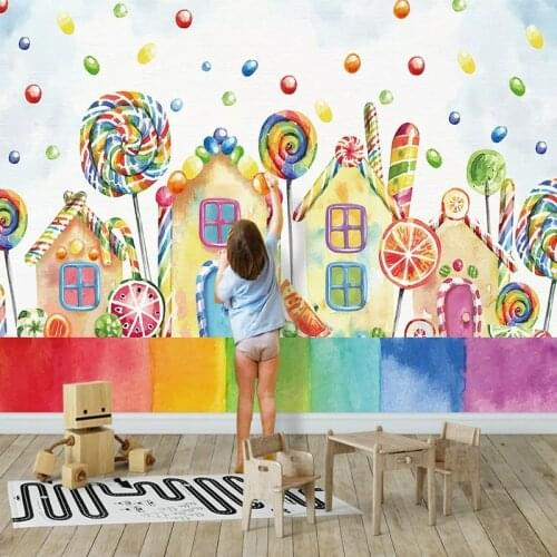 Photo Wallpaper 3D Cartoon House Lollipop Childrens Room Background Wall Murals Eco-Friendly Home Decor Wallpaper For Walls 3 D