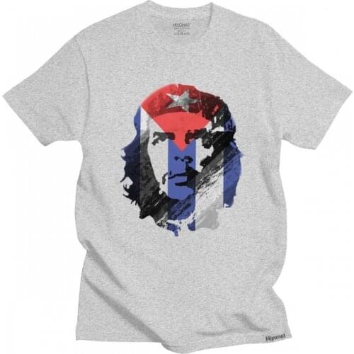 Che Guevara Cuba Flag T Shirt Homme Pure Cotton Cuban Revolution Tee Tops O-neck Short Sleeved Casual T-shirt Merch Clothing