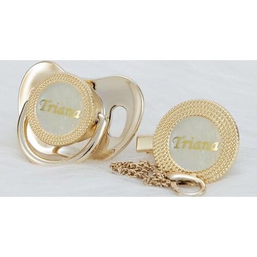 MIYOCAR Personalized any name gold bling pacifier and pacifier clip BPA free dummy Luxury unique design pacifier PPG