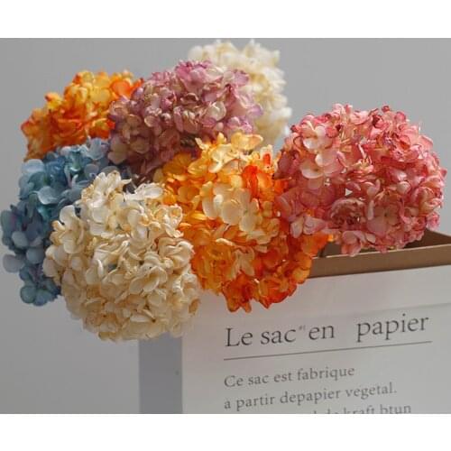 Artificial Dried Hydrangea Focal Edge Retro Style Silk False Flowers Home Decortion