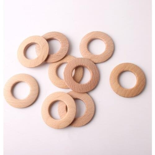 60pc 50mm Food Grade Wooden Donuts Circle Unfinished Nature Beech Wooden Ring Room DIY Crafts Making Pacifier Clip Baby Teether