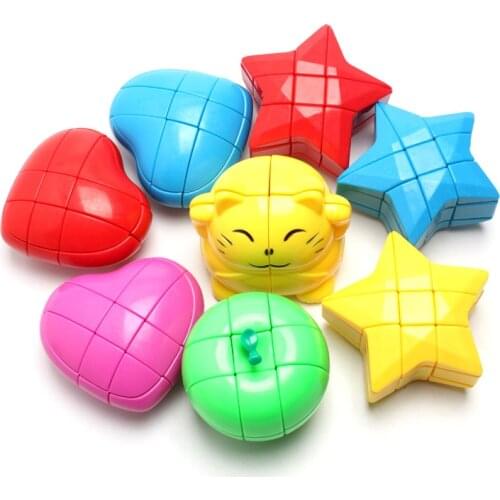Yongjun 3x3x3 Stange Shape Cube Collection Love Heart Star Cat Apple Speed Twist Cubo Magico Educational Toy Valentine Day Gift