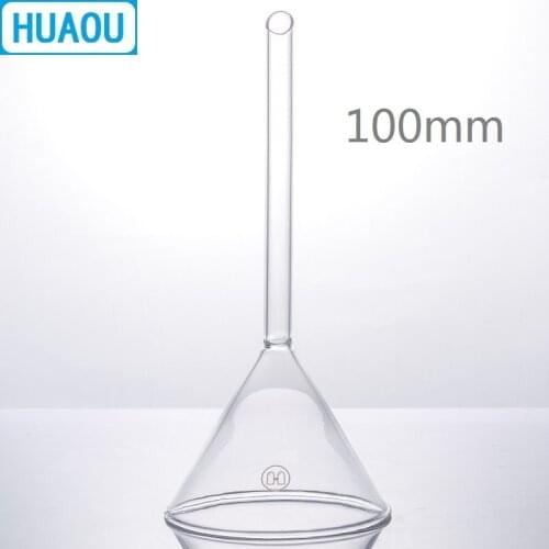 HUAOU 100mm Funnel Long Stem 60 Degree Angle Borosilicate 3.3 Glass Laboratory Chemistry Equipment