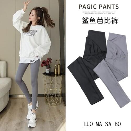 2190 Autumn Spring Sports Casual Maternity Shark Pants Elastic Waist Belly Yoga Fit Legging Clothes for Pregnant Women Pregnancy