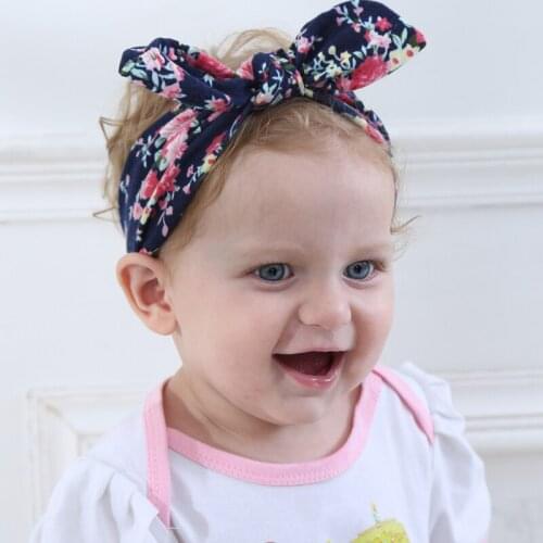 Vogue Stylish Colorful Flowers Floral Girls Printing Baby Kids Children Rabbit Ear Headband Hair Band Hairbands Headwear FS0597