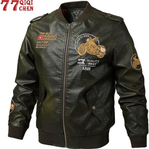 Leather Jacket Men Slim Fit Stand Collar jaqueta PU Coats Biker Jacket Coat Male Casual Motorcycle Faux Fur S-5XL Letter Jackets