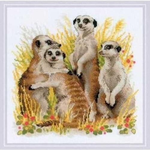 Mongoose family patterns Cross Stitch 11CT 14CT 18CT DIY wholesale Cross Stitch Kits Embroidery Needlework Sets home decor