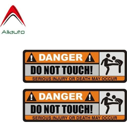 Aliauto 2 X DANGER DO NOT TOUCH Car Sticker Funny SERIOUS INJURY OR DEATH MAY OCCUR PVC Car Decal ,12CM*4CM
