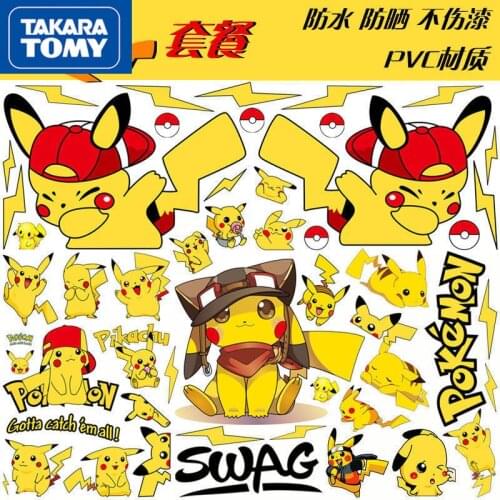 TAKARA TOMY Pokemon Pikachu Car Sticker Car Electric Motorcycle Helmet Sticker Battery Car Sticker Modification Scratch Block