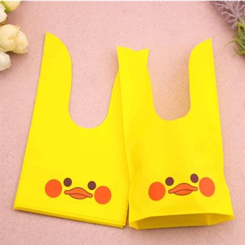 Wholesale 50pcs/lot 10x17cm Cute Yellow Duck Sachet Plastique For Pokemon Party Wedding Candy Gift Packaging Bags