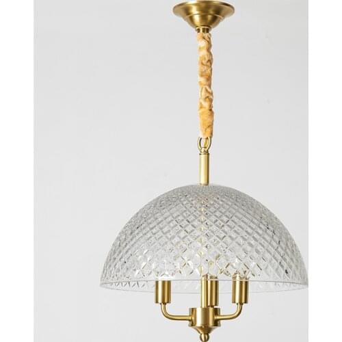 Nordic glass luxury all copper pendant lights restaurant lamp American living room study gold candlestick hanging lamps fixtures