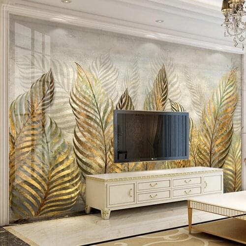 Custom 3D Photo Wallpaper European Style Modern Art Golden Leaves TV Background Wall Mural Living Room Bedroom Fresco Home Decor