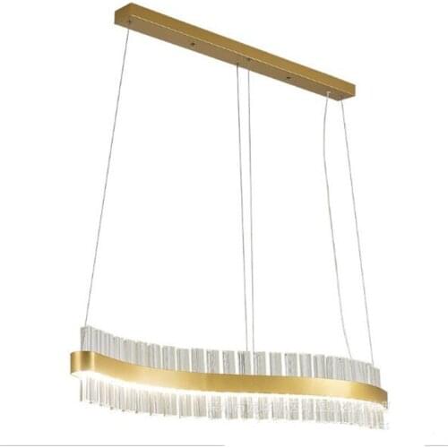 Post-modern Luxurious Golden Iron Crystal Glass Led Pendant Light for Foyer Dining Room Hotel Suspension Lamp 90/120cm 2333