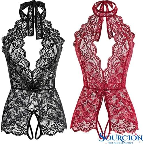 SWT Women Sexy Lingerie Plus Size Open Bra Erotic Hot Transparent Crotchless Lace Porno Underwear Babydoll Dress Costumes