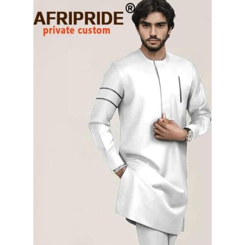 African Traditional Clothing for Men Plus Size Loose Tracksuit Dashiki Shirt and Ankara Pant 2 Piece Outfits Suit A2116001