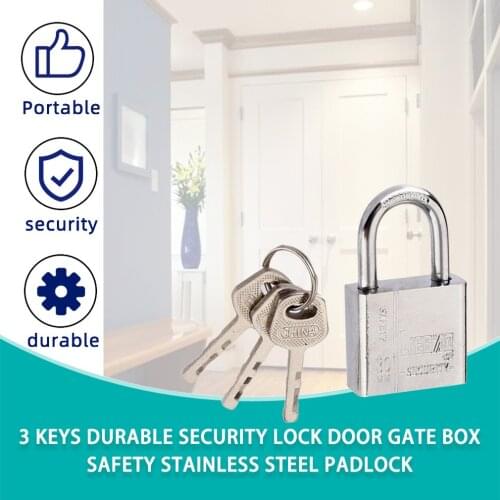 3 Keys Padlock Heart shape Locks Stainless Steel Durable Use Heavy Duty High Security Solid Lock Door Gate Box Safety