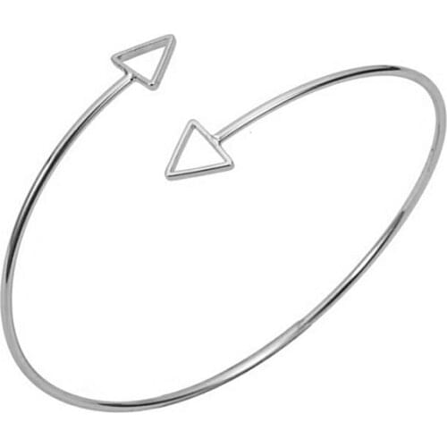 1pc New Geomtric Double Triangle Wire Bangle Bracelets Adjustable Simple Women Bracelet Gold Silver Rose Gold-color Color