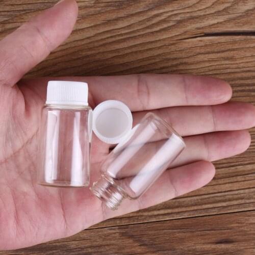 5pcs 15ml 27*50mm Glass Jars Glass Bottles with White Plastic Caps Potion bottles Glass Vials Glass vessels