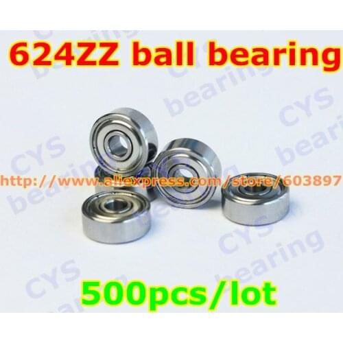 500pcs /lot 624ZZ 624ZZ 4X13X5mm 4*13*5mm 624-2Z radial shaft ball bearing