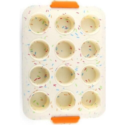 Non Stick 12 Hole Cake Mold Round Flat Bottom Muffin Cup Baking Tray Household Oven Baking Mold