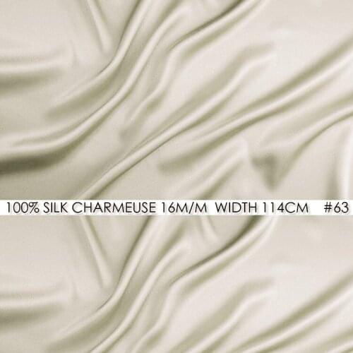 CISULI 100% SILK CHARMEUSE SATIN Fabric 16mm Width 45"-114cm100% Pure Mulberry Silk Fabric Wedding Dress Fabric Seashell NO 63