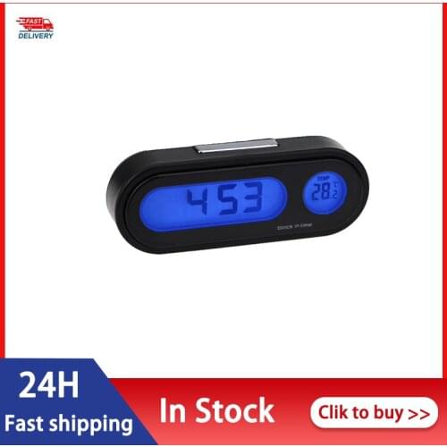 Auto Car Clock 2 In 1 Digital Car Thermometer Electronic Clock LED Backlight For Car Interior Ornament Mini Clocks Car-Styling