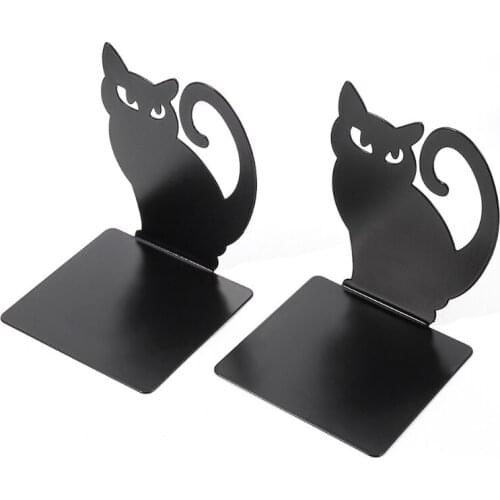 Hollow-out Persian Cat Outlook Book Stoppers Nonskid Thickening Iron Metal Bookends Book Organizer for Library Office