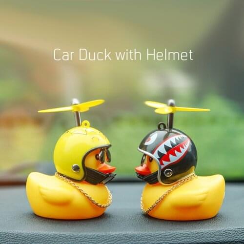 Car Ornament Duck with Helmet Flash Light with Strap Small Yellow Duck Road Bike Motor Riding Cycling Light Bicycle Accessories
