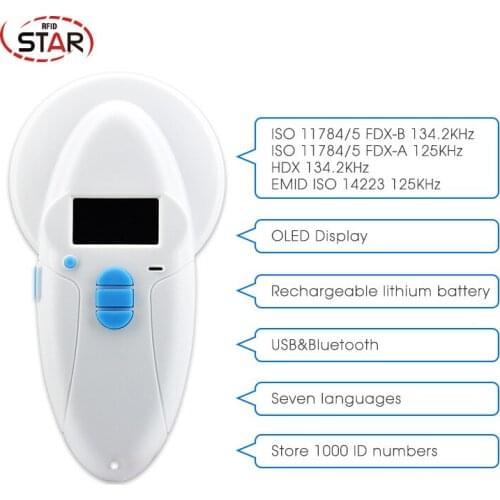 Bluetooth animal scanner USB rfid portable reader ISO 11784/785 FDX-B animal microchip reader for animal identification