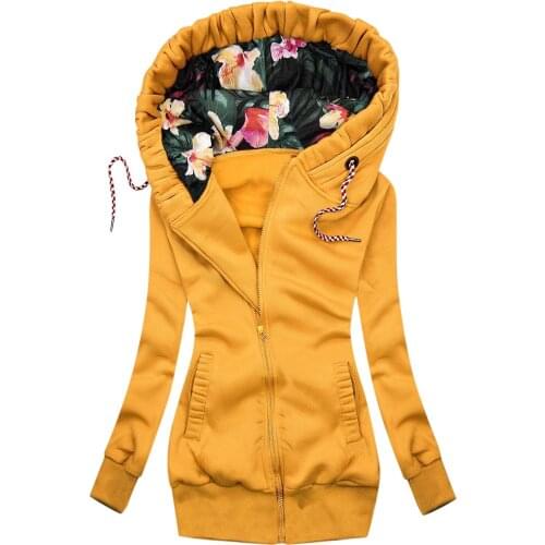 Bohemia Floral Print hooded jackets Streetwear Retro coats Korean Ladies Thicken Long sleeve Pullover tops With Pocket cardigan