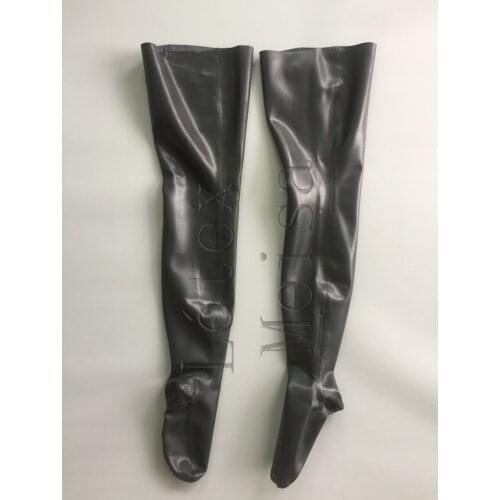 100% natural lingerie 1.0mm heavy latex stockings in black color for women