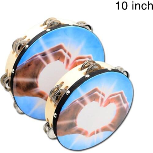 Wooden Handheld Double-row Tambourine Frame Drum For Church Party Dance Prop Adults Kids Percussion Orff Musical Instrument