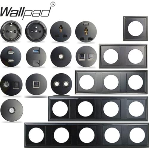 DIY Black Plastic Wall Light Switch EU French Socket USB Charger TV DATA CAT6 HDMI-Compatible P70 Panel Wallpad Free Combination