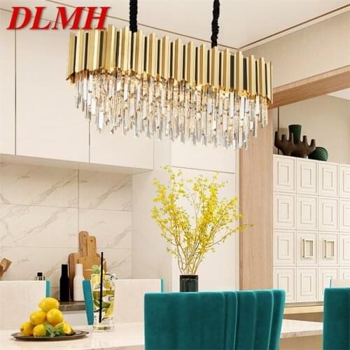 DLMH Pendant Light Postmodern Gold Crystal LED Lamp Luxury Chandelier for Home Dining Living Room