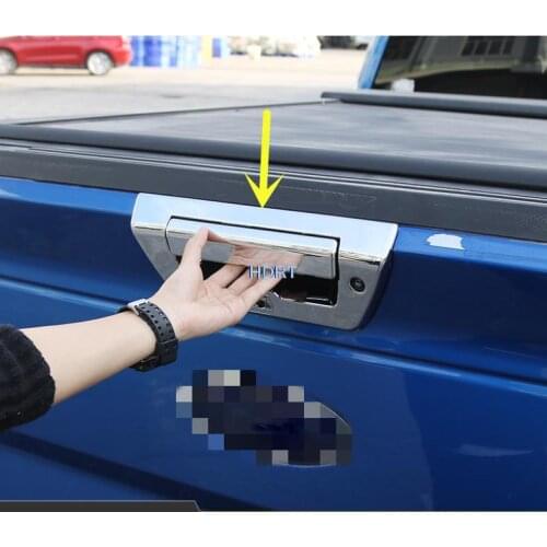 For Ford Raptor F150 2017 2018 2019 ABS Chrome Carbon fibre Rear Trunk Tailgate Door Handle Bowl Protection Trim Car Accessories