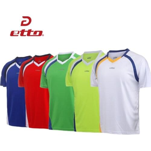 Etto Professional Men Short Sleeve Soccer Jersey Team Training Uniform Kids Boys Football Match Shirt Quick Dry S~4XL HUC004