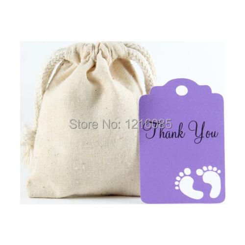 Purple Baby Shower Tags Blank Boys Shower Favors, Die Cut Baby feet Wish Tree, Gift Tags