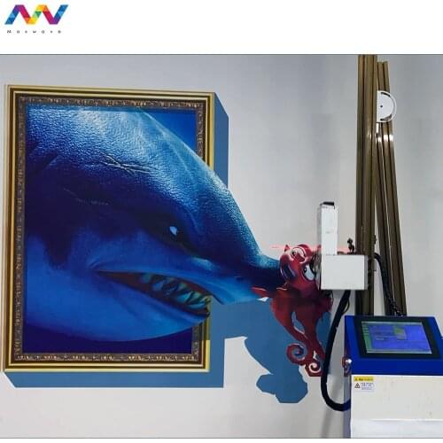 Customized Printer On The Wall Easy To operate 3D Wall Painting Machine CMYKW UV Vertical dx7 double head wall printer price