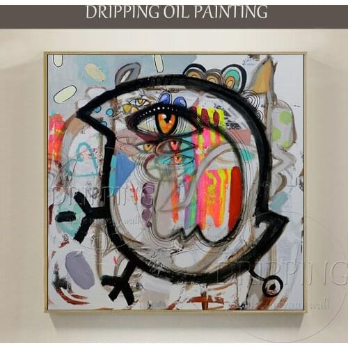 Free Shipping Artist Design Many Eyes Abstract Bird Oil Painting on Canvas Funny Bird Walking Oil Painting for Living Room