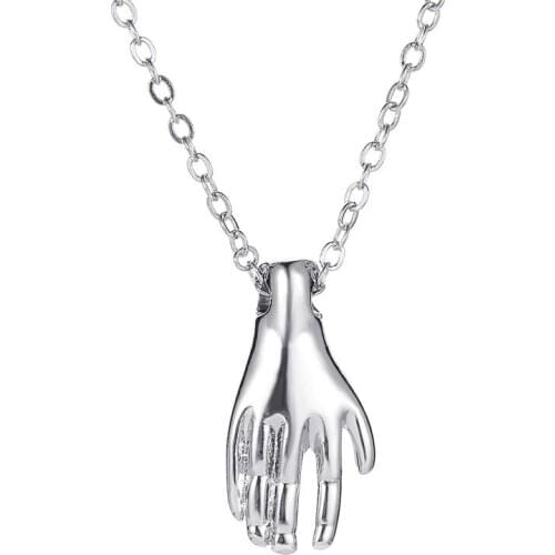 Korean fashion personality palm earrings 2020 new punk style necklace pendant chic simple retro palm necklace clavicle chain