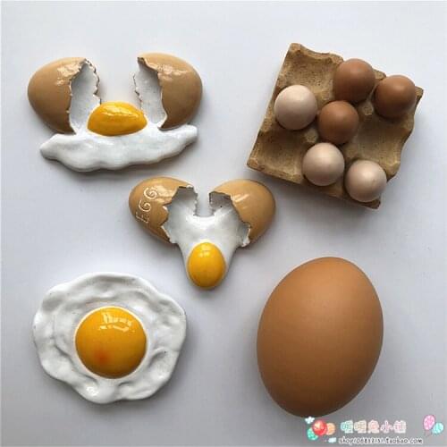 Creative Poached Egg Resin Fridge Magnet Three-dimensional Magnetic Sticker Decoration